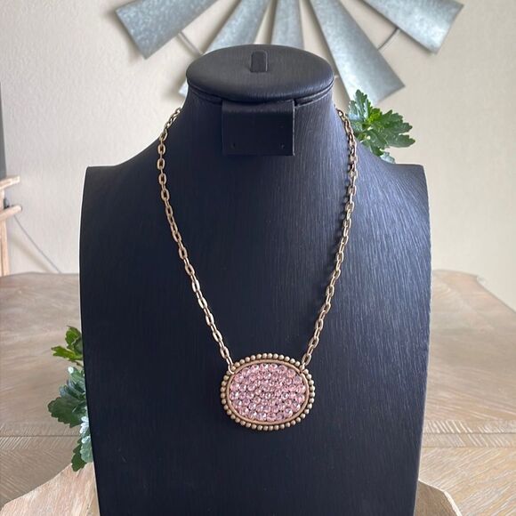 Lavender Rhinestone Pave Goldtone Necklace - Picture 1 of 4